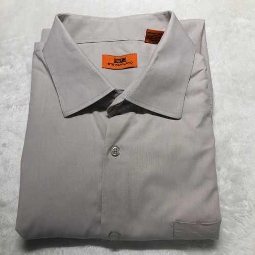 Steven Land Dress Shirt Mens 19-36/37 BT Gray Button Down - Picture 9 of 9