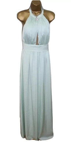 Light Green Mint Maxi Dress Size 12 Evening Party Gown Wedding Occasion Prom - Picture 8 of 10