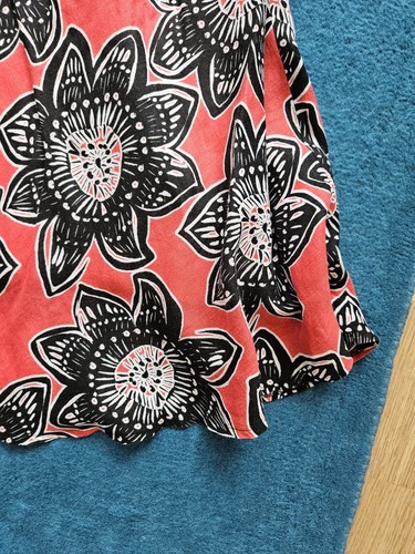 Hobbs Red Passion Flowers 100% LEINEN Flachs A-Linie MIDIROCK UK 12 M leicht - Bild 3 von 13