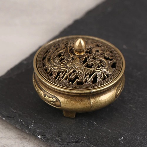 2x Vintage Incense Burner Charcoal Holder Antique Spiritual Brass Golden Burner - Picture 9 of 10