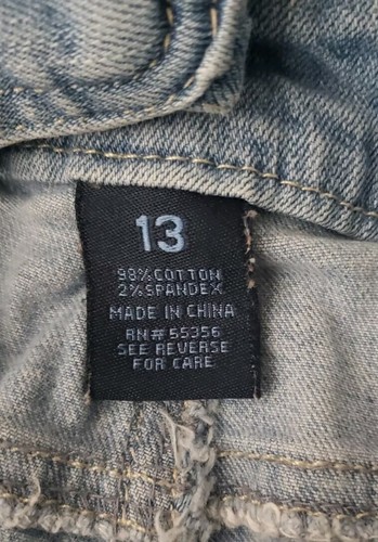 Blue Spice Overalls Size 13 Juniors Skinny Jean Distressed Side Button Denim - Picture 8 of 9