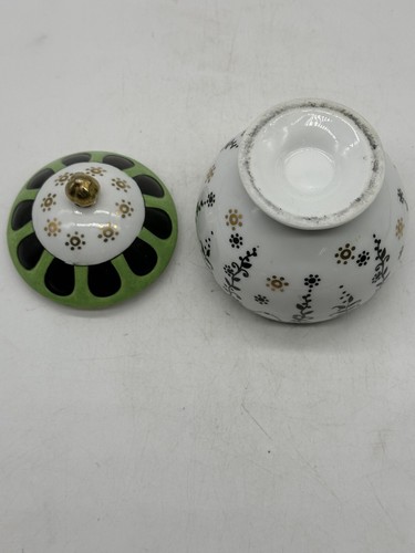 Zuccheriera Anthropologie SUGAR POT ~ oro verde nero bianco stile Art Nouveau - Foto 5 di 9