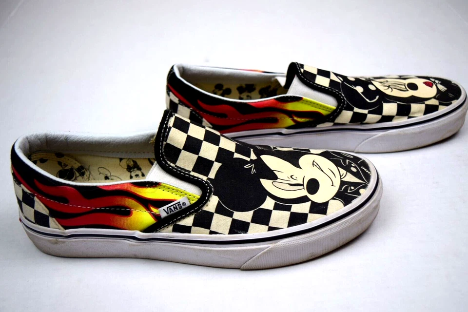 Vans Shoes Mickey and Minnie Mouse Low Cut Flames Checkerboard Women's Sz 5 or 6 - Image 4 of 4