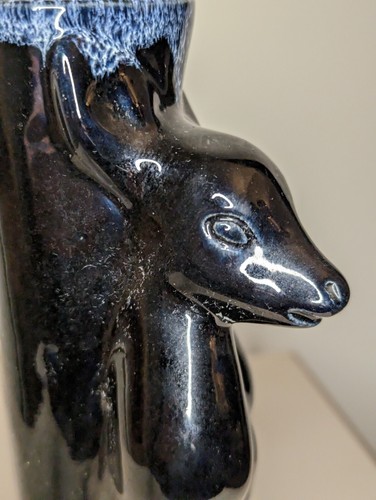 Van Briggle Fawn Deer Vase Black Vintage Colorado Springs - Picture 9 of 10