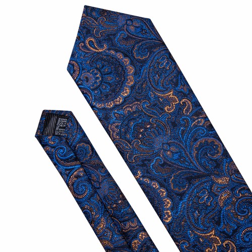 Barry Wang Mens Tie Paisley Floral Solid Necktie Hankie Cufflinks Set Wedding - Picture 6 of 259