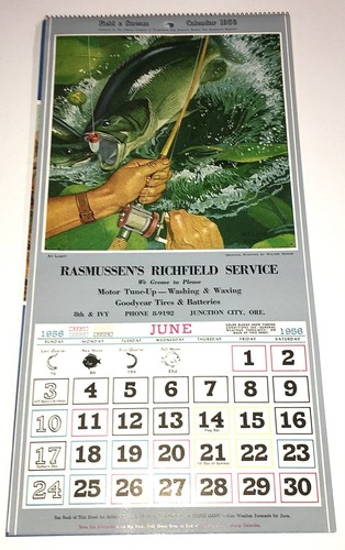 1956 FIELD & STREAM MINT FISHING & HUNTING ART CALENDAR with ORIGINAL ENVELOPE - Picture 8 of 16