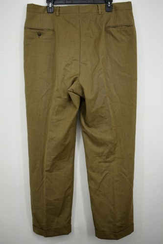 Tommy Hilfiger Mens Brown Button & Hook Pants Plated Slash Pockets Size 18 - Picture 2 of 6
