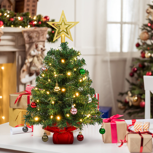 2X Künstlicher Weihnachtsbaum Tannenbaum Beleuchtet Geschmückt Christbaum 60CM - Bild 10 von 12