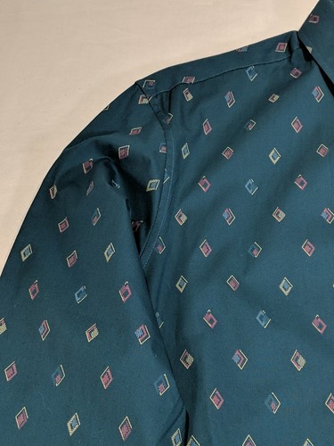 ALFANI Men's Button Up size L Blue Diamond Collared Long Sleeve 100% Cotton NWT - 第 3/18 張圖片