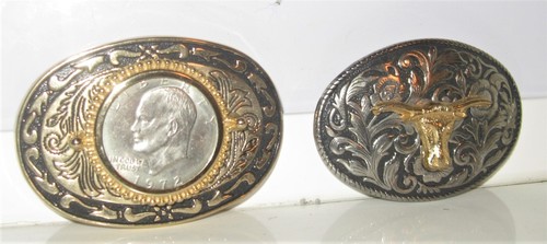 Eisenhower Apollo 11 Moon Dollar Münze Western und Longhorn Vintage Gürtelschnallen - Bild 2 von 4