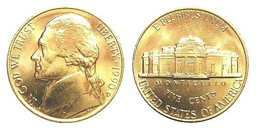 1990 P D S CHOICE Jefferson Nickels + PROOF (3 COINS) - Picture 2 of 3