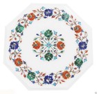 12" marble corner side table top semi precious stones inlay art decor