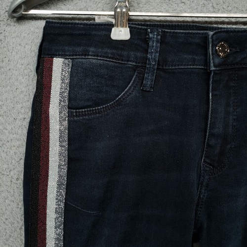 Mavi Jeans Womens 25 Striped Blue Mid Rise Skinny Light Wash Preppy - Picture 4 of 15