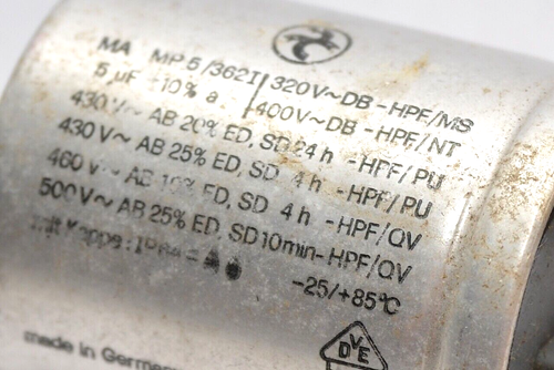Vintage MP Kondensator von Hydra Typ MA MP 5/362I, 5 µF / 400 V~, Capacitor, NOS - Picture 2 of 12