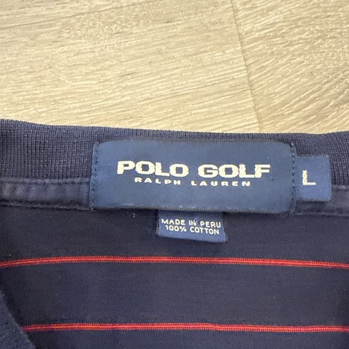 Polo Golf Ralph Lauren Men's Large Blue Striped Polo Shirt Red Embroidered Pony - Picture 3 of 5