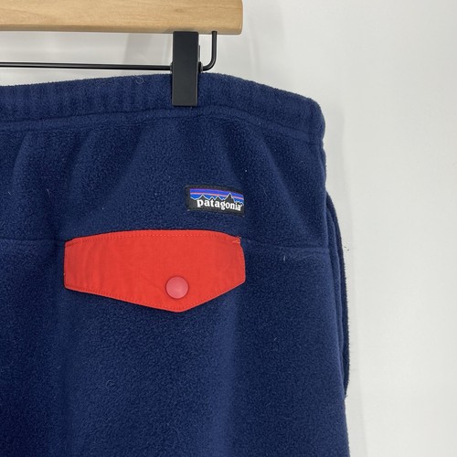 Patagonia Pants Size XL Mens Navy Red Synchilla Fleece Snap T Pull On Jogger - Picture 9 of 9