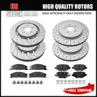 Front Rear Drilled Rotors + Ceramic Pads for Ford Explorer Flex Lincoln MKT MKS