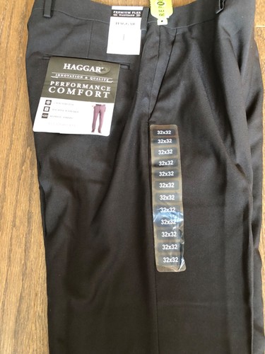 Haggar Men's Comfort Performance Stretch Straight Fit Pant 32 X 32 NWT Black - Picture 2 of 10