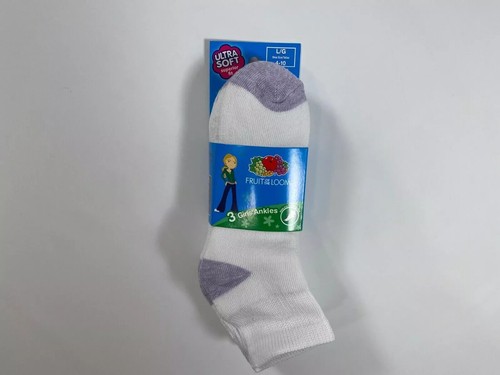 Fruit of the Loom Girls Ankle Socks Ultra Soft White Sz Large A3015 - Picture 1 of 2