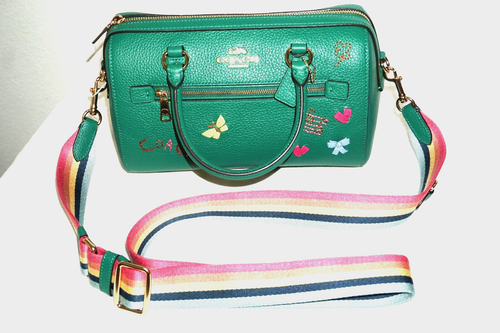 NEU MIT ETIKETT COACH GOLD GRÜN MULTI ROWAN SCHULTERTASCHE MIT VERZIERTER STICKEREI TASCHE - Bild 2 von 10