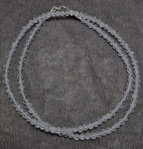 Natural Blanco Piedra Preciosa 3MM Cuentas Redondas 925 Plata 18" Cuerda Collar - Imagen 7 de 8