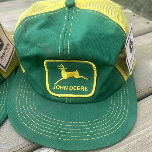 NWT Vintage John Deere Mesh Trucker Hat Green Yellow Patch Snapback - Picture 3 of 21