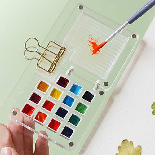 Mini 8/15 Grid Watercolor Box Watercolor Palette Travel Painting Canvas - Picture 2 of 12