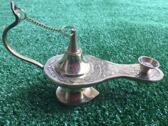 latón cobre vintage 6" grande nuevo Aladdin genio aceite lámpara mágica de Is...