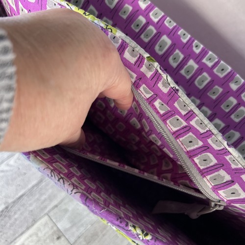 Vera Bradley Crossbody Laptop Computer Bag Watercolor Floral Grey Purple 15x12" - Picture 9 of 19