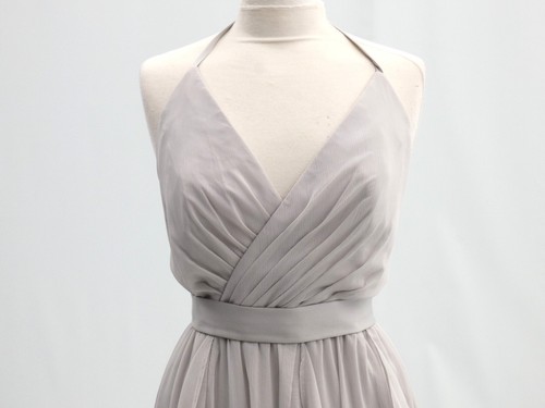 White By Vera Wang Dress Halter Neck Ruffle Grey Off White Size 10 - Picture 5 of 12