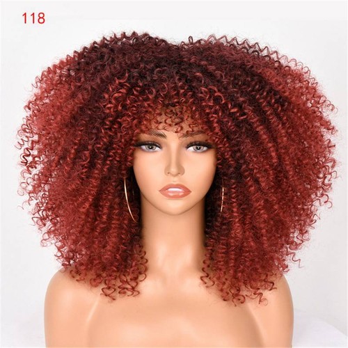 Afro Hair Women 16''Short Curly Synthetic Mixed Wigs Blonde Kinky Natural Wig - Picture 19 of 19