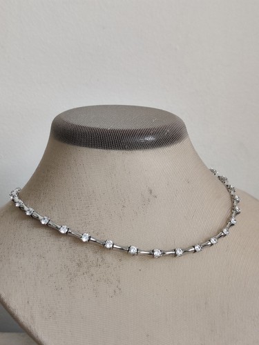 Stunning Diamante Sterling Silver Sparkly Crystals Collar Necklace Teardrop - Picture 6 of 17