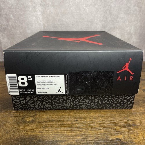 Jordan 3 Retro OG Mid True Blue Größe 8,5 854262-106 weiß OG seltene Herrenschuhe MJ - Bild 9 von 9