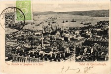 PC TURKEY GENERAL VIEW OF THE BOSPHORUS AND THE BRIDGE CONSTANTINOPLE (a82059)