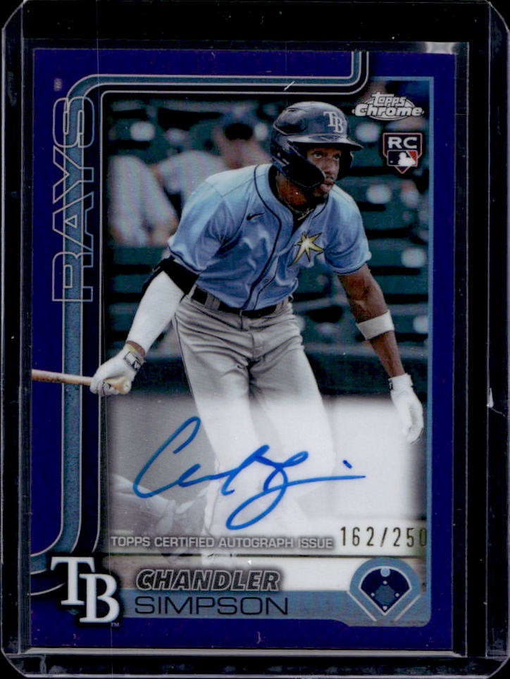 2025 Topps Chrome Chandler Simpson Rookie Auto RC Purple Refractor #162/250 Rays