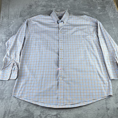 Gitman Bros Shirt Mens XXL Blue Peach Plaid Button Down 100% Cotton Made in USA - Picture 4 of 10