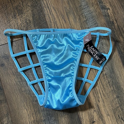 Neu mit Etikett Vintage Lady Prinzessin Satin im Käfig gewebt hinten Po blau Größe Small 5 Unterhosen