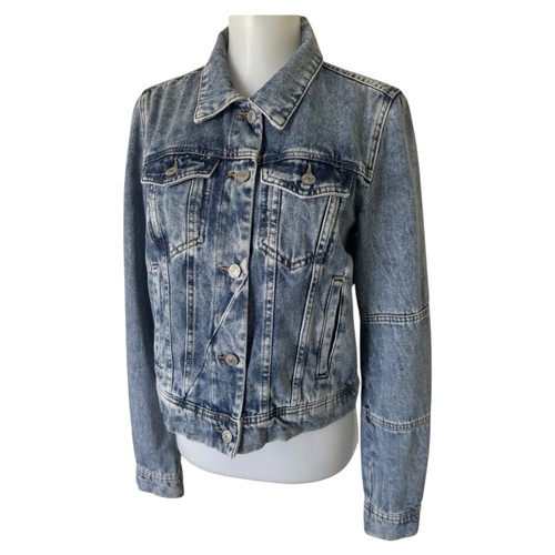 Free People We The Free Rumors Cropped Denim Jacket Womens Small Blue