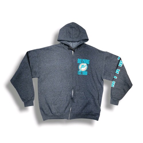 NFL Team Apparel Miami Dolphins Est.1966 Full Zip Up Gray Hoodie Men's XL - Picture 1 of 10