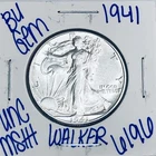 1941 BU UNCIRCULATED LIBERTY WALKING SILVER HALF DOLLAR AUTHENTIC U.S. MINT 6196