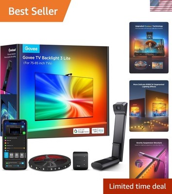 Smart Voice-Controlled RGBICW Backlight: 16.4ft LED Strip for 75-85 Inch TVs
