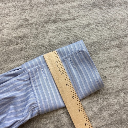 Camisa De Colección Gitman Bros Oxford Abotonada 18-35 Azul Vestido Exterior Puño Francés - Imagen 14 de 14