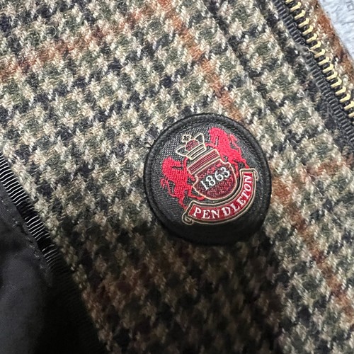 Pendleton Bainbridge Coat Mens Medium Hooded Tweed Houndstooth Brown Heavy - Picture 8 of 10