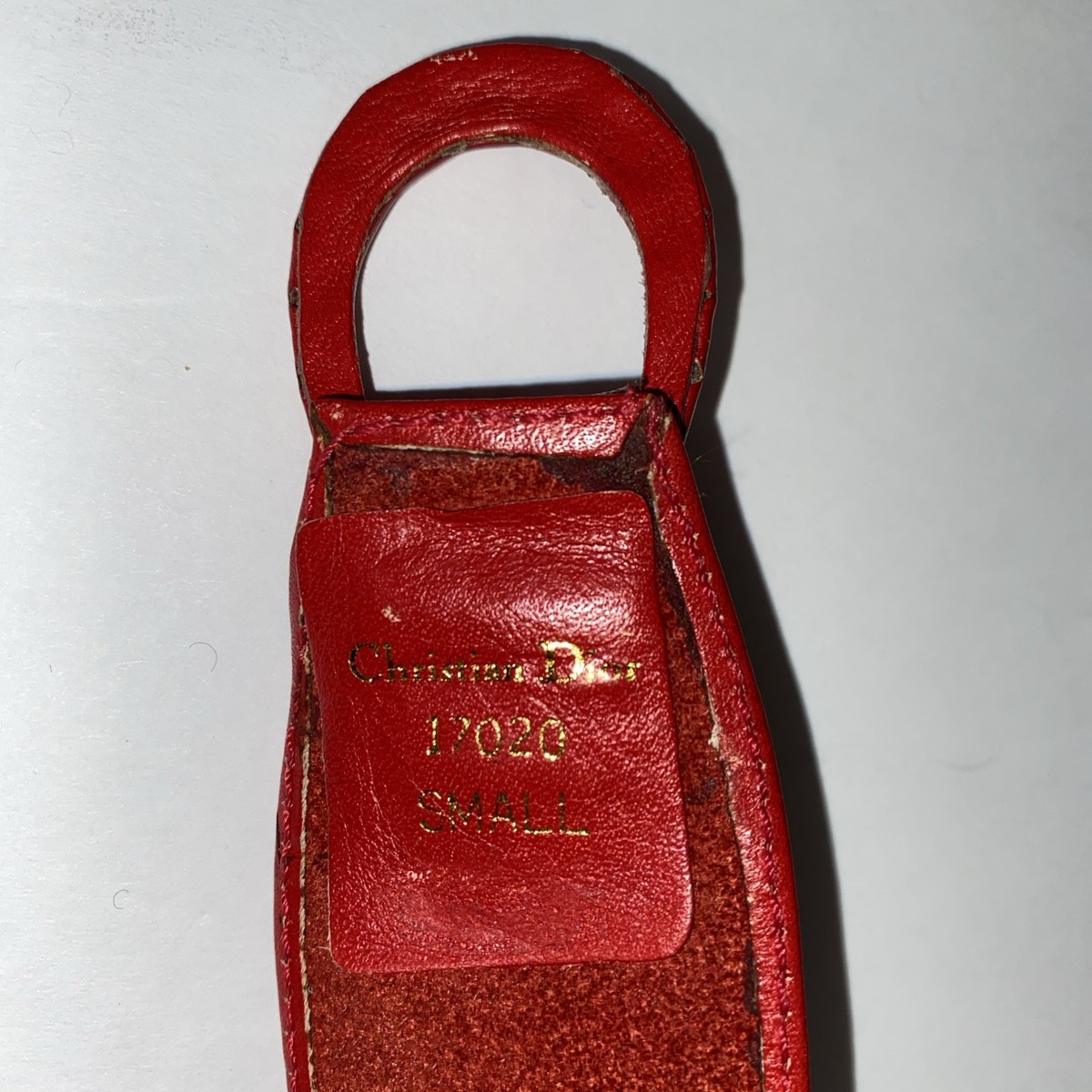 Vintage Christian Dior Red Leather Belt with Goldtone
