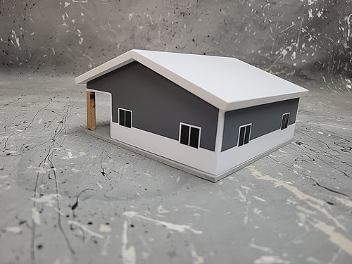 1/64 Custom scratch built 30X32 Small Office/Porch White & Dark Gray With Floor - Picture 6 of 9