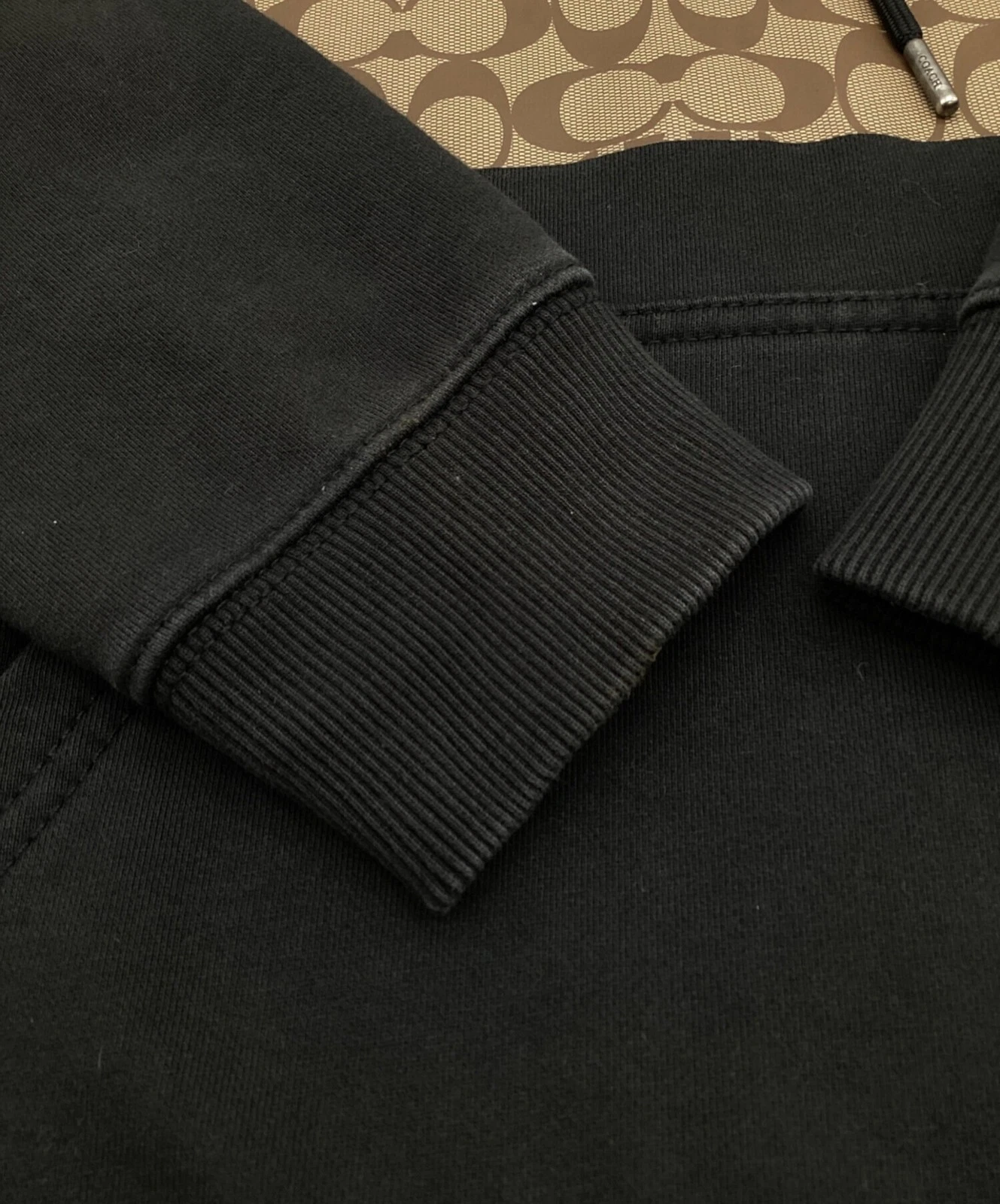 COACH Signature Pullover Felpa con Cappuccio Taglia:S Nero Uomo C8774