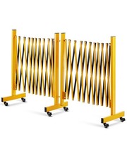 9FT Portable Expandable Metal Barricade with Corner, Adjustable Folding Safety