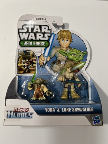 STAR WARS PLAYSKOOL HEROES JEDI FORCE YODA LUKE SKYWALKER FIGURES, New in Pack