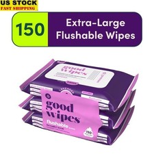 Flushable Wipes 150ct Lavender Scented Soft Biodegradable Plant Based Gentle New