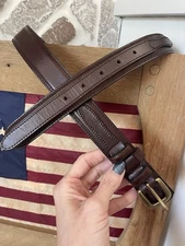 New River Genuine Leather Ranger Belt Size 36 Brown Solid Brass Buckle  Gun Belt
